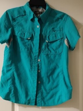 Habit Teal Short Sleeve Outdoor Button-Up Shirt